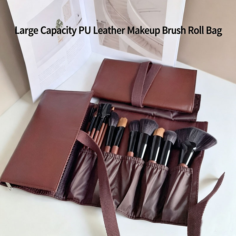 Travel Accessories Toiletries - حقيبة فرش مكياج من الجلد الصناعي