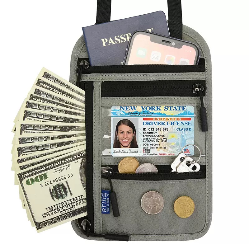 Travel Accessories Overseas - حقيبة عنق للسفر الخارجي مزودة بتقنية