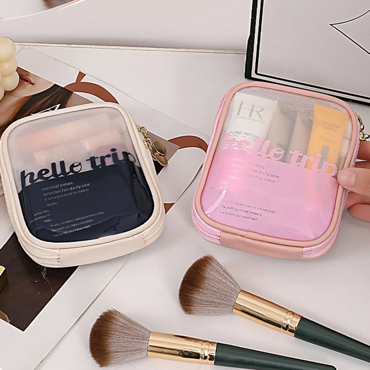 حقيبة مستحضرات تجميل شفافة محم - مراجعة Travel Accessories Toiletries وسعره